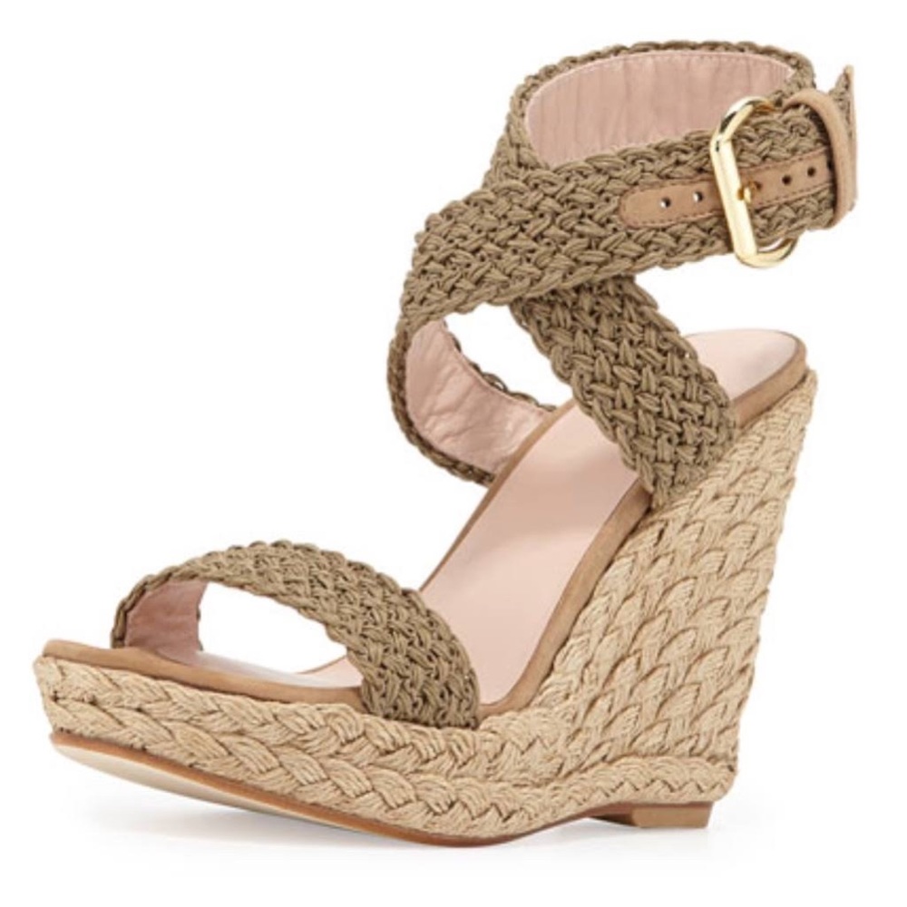 Stuart Weitzman Alex Espadrille Wedges in Swamp Size 6